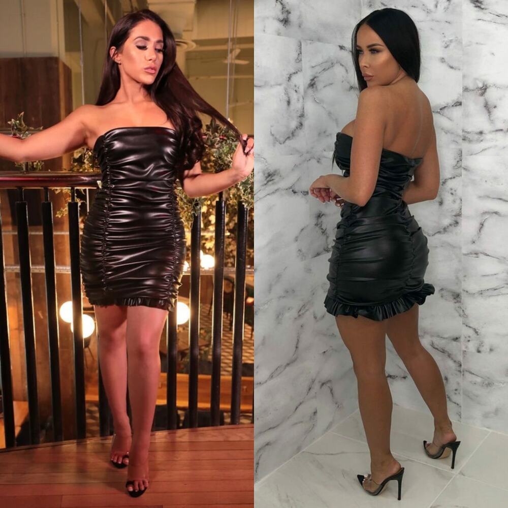 Femme Luxe Womens‎ Black Ruffle Strapless Bodycon Mini Dress - Brody